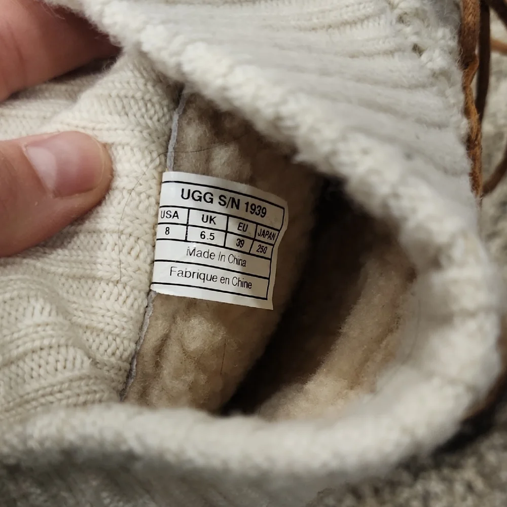 UGG Tan Boots with White Knit Accents - Picture 6 of 7